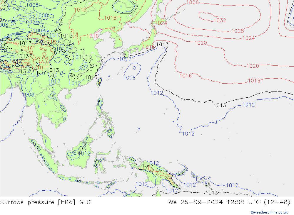 Bodendruck GFS Mi 25.09.2024 12 UTC