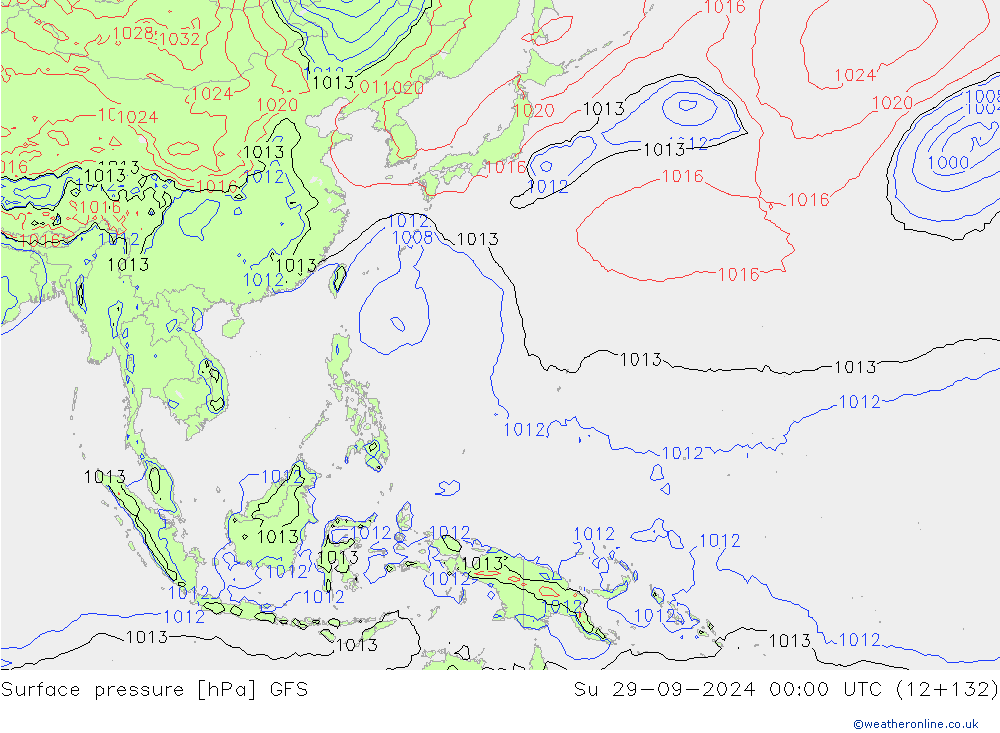 Presión superficial GFS dom 29.09.2024 00 UTC