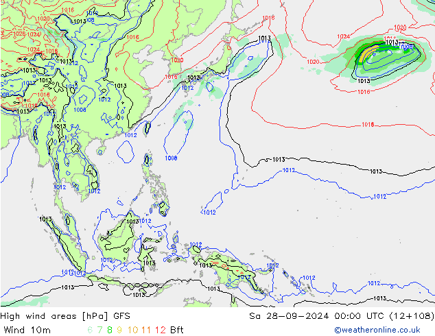 High wind areas GFS sab 28.09.2024 00 UTC