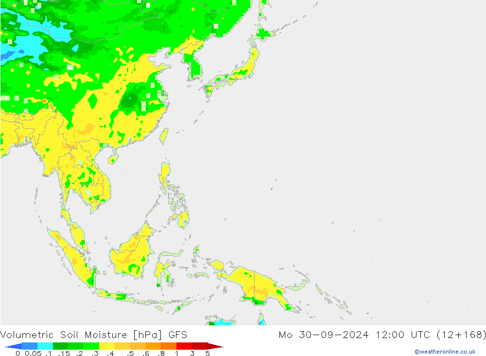 Volumetric Soil Moisture GFS Mo 30.09.2024 12 UTC