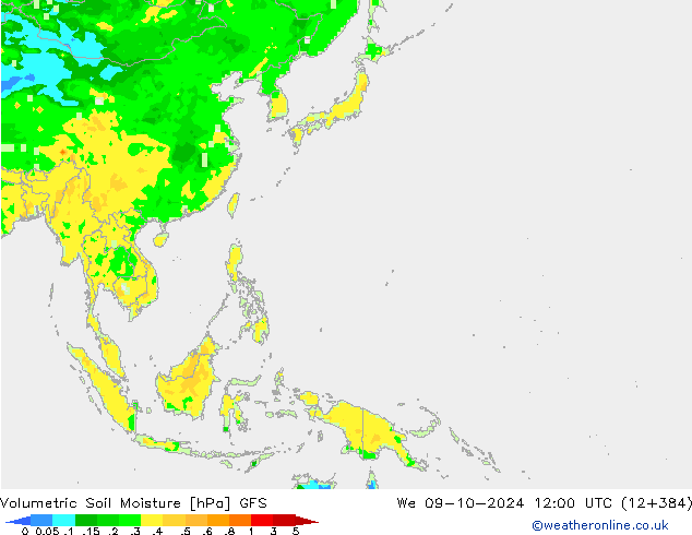 Volumetrisch bodemvocht GFS wo 09.10.2024 12 UTC