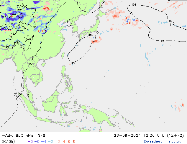 T-Adv. 850 hPa GFS jeu 26.09.2024 12 UTC