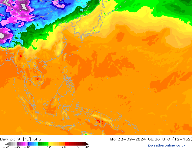 Dew point GFS Mo 30.09.2024 06 UTC