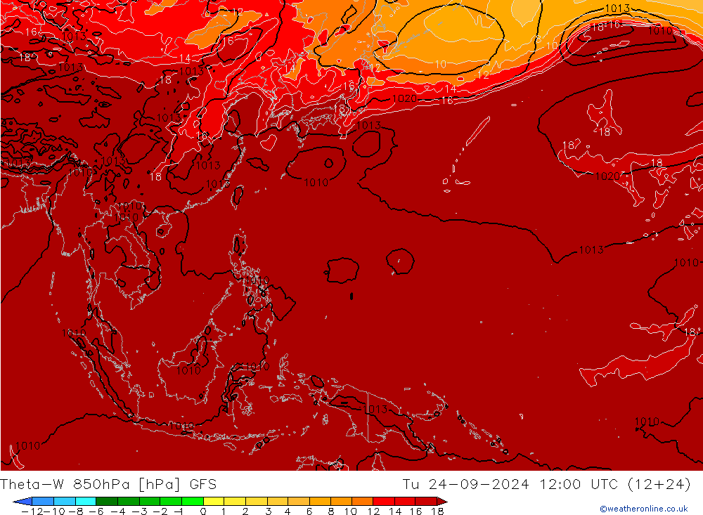 Theta-W 850hPa GFS Sa 24.09.2024 12 UTC