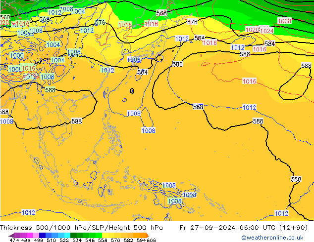 Thck 500-1000гПа GFS пт 27.09.2024 06 UTC