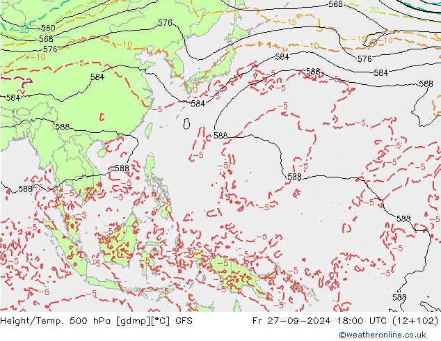 Z500/Rain (+SLP)/Z850 GFS Fr 27.09.2024 18 UTC