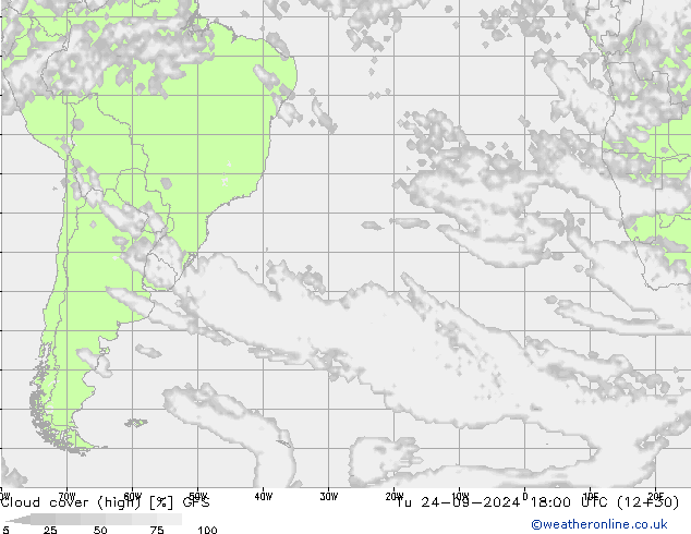 Bewolking (Hoog) GFS di 24.09.2024 18 UTC