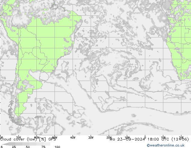 nízká oblaka GFS Po 23.09.2024 18 UTC