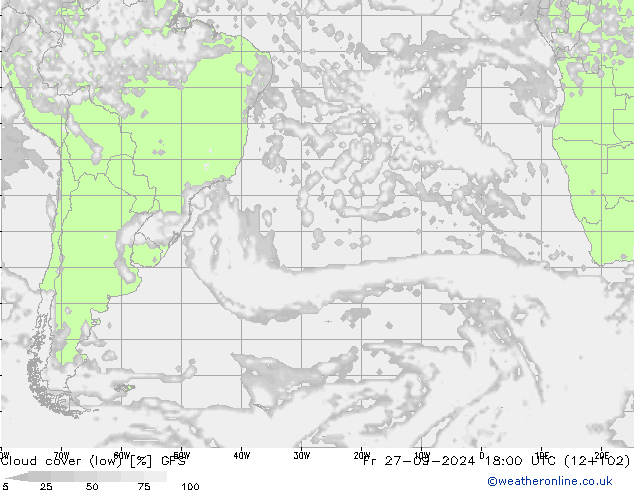 Nubi basse GFS ven 27.09.2024 18 UTC