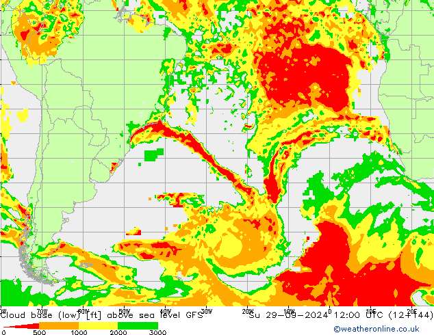 Cloud base (low) GFS  29.09.2024 12 UTC