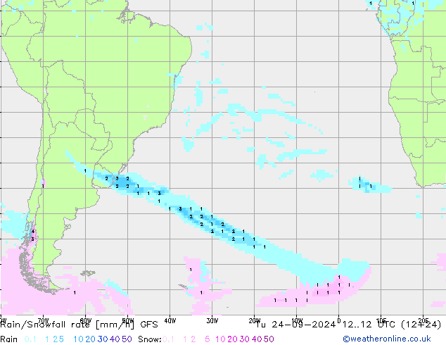 Kar/Yağmur Oranı GFS Sa 24.09.2024 12 UTC