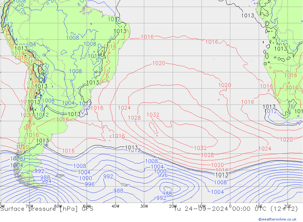 Surface pressure GFS Tu 24.09.2024 00 UTC