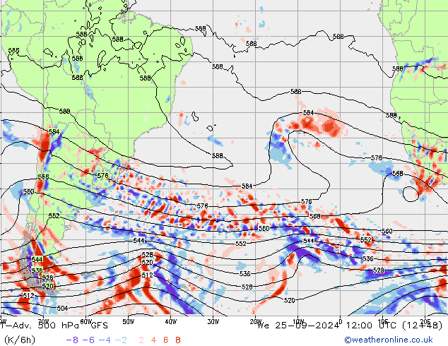 T-Adv. 500 гПа GFS ср 25.09.2024 12 UTC