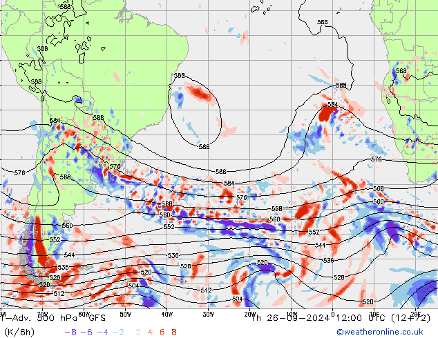 T-Adv. 500 hPa GFS gio 26.09.2024 12 UTC