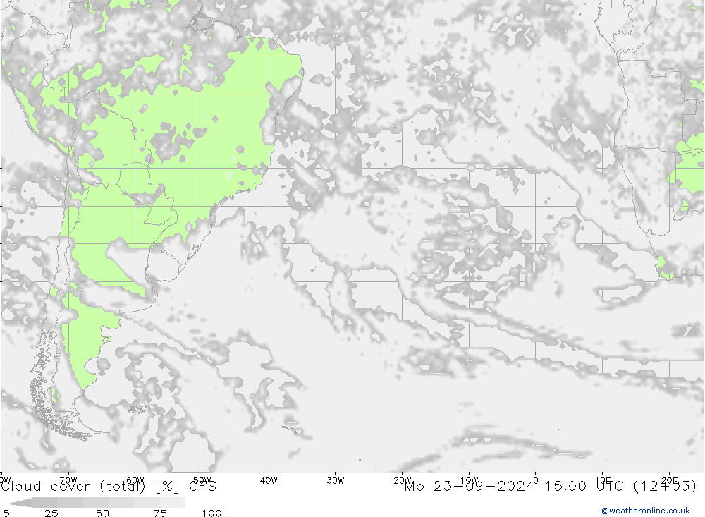 облака (сумма) GFS пн 23.09.2024 15 UTC