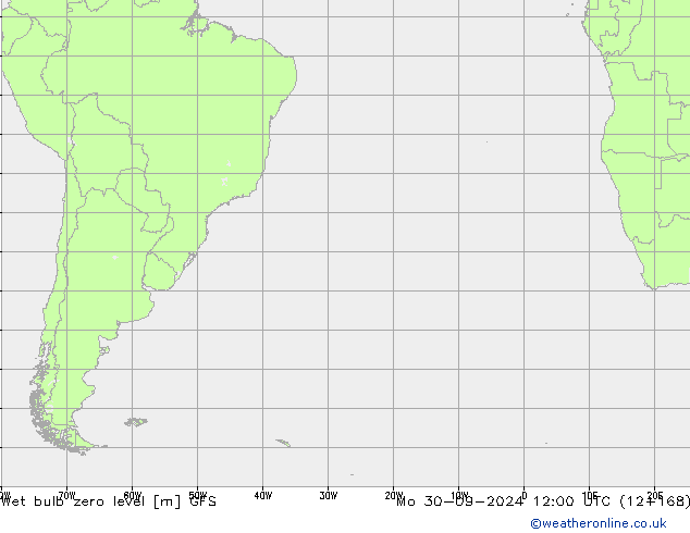 Wet bulb zero level GFS lun 30.09.2024 12 UTC