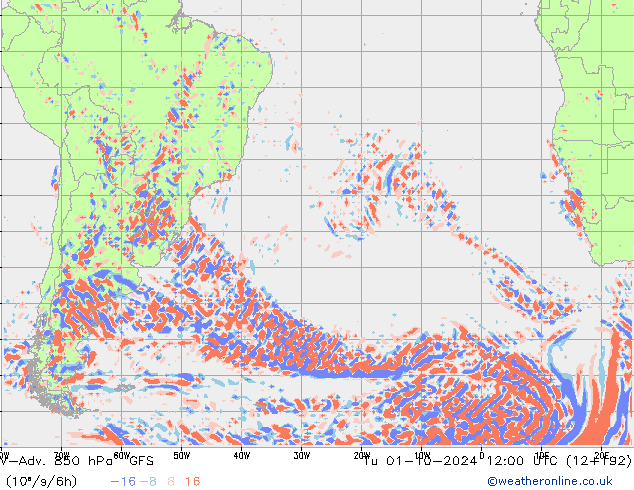 V-Adv. 850 hPa GFS Ter 01.10.2024 12 UTC