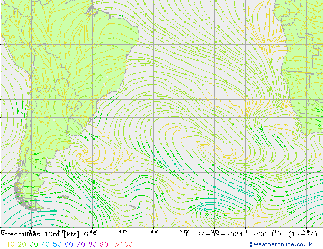 Rüzgar 10m GFS Sa 24.09.2024 12 UTC