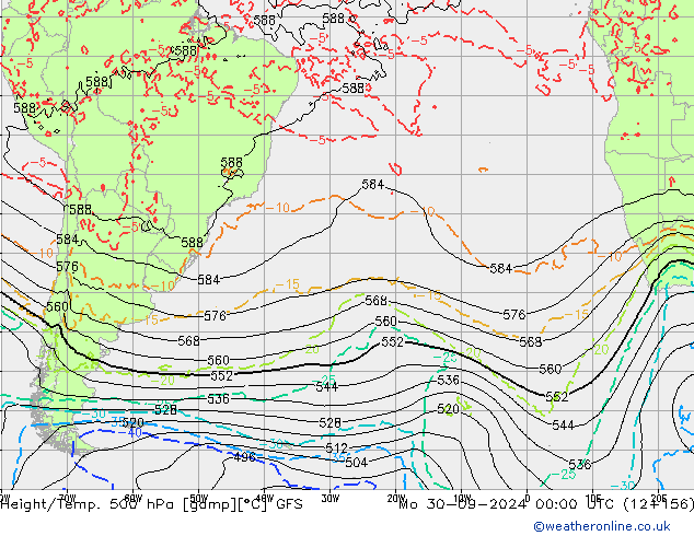 Z500/Yağmur (+YB)/Z850 GFS Pzt 30.09.2024 00 UTC