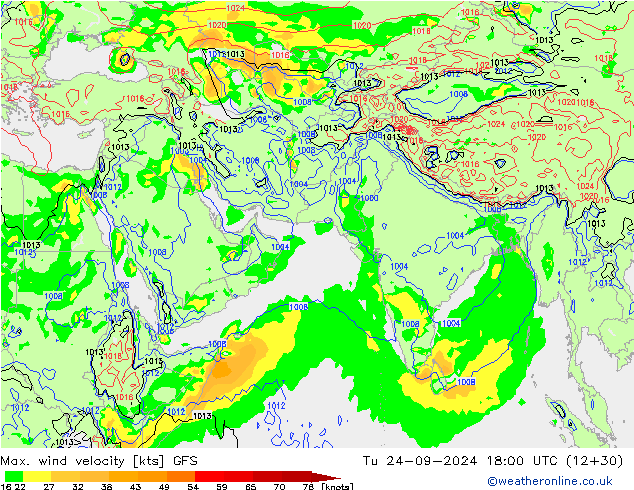 Max. wind velocity GFS mar 24.09.2024 18 UTC