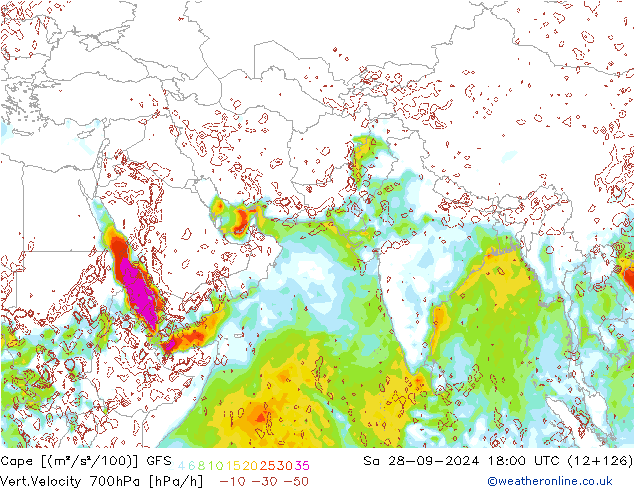 Cape GFS Sa 28.09.2024 18 UTC