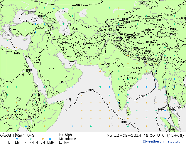 Chmura warstwa GFS pon. 23.09.2024 18 UTC