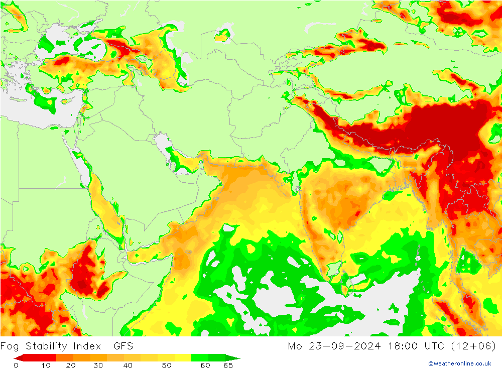 Fog Stability Index GFS lun 23.09.2024 18 UTC