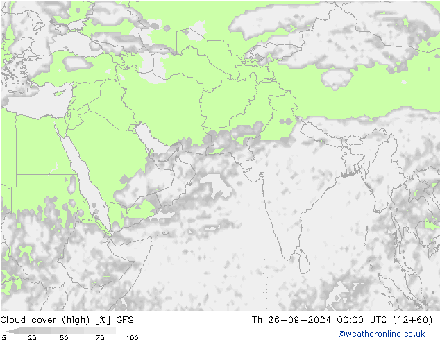 Cloud cover (high) GFS Th 26.09.2024 00 UTC