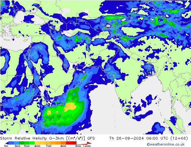 Storm Relative Helicity GFS Th 26.09.2024 06 UTC