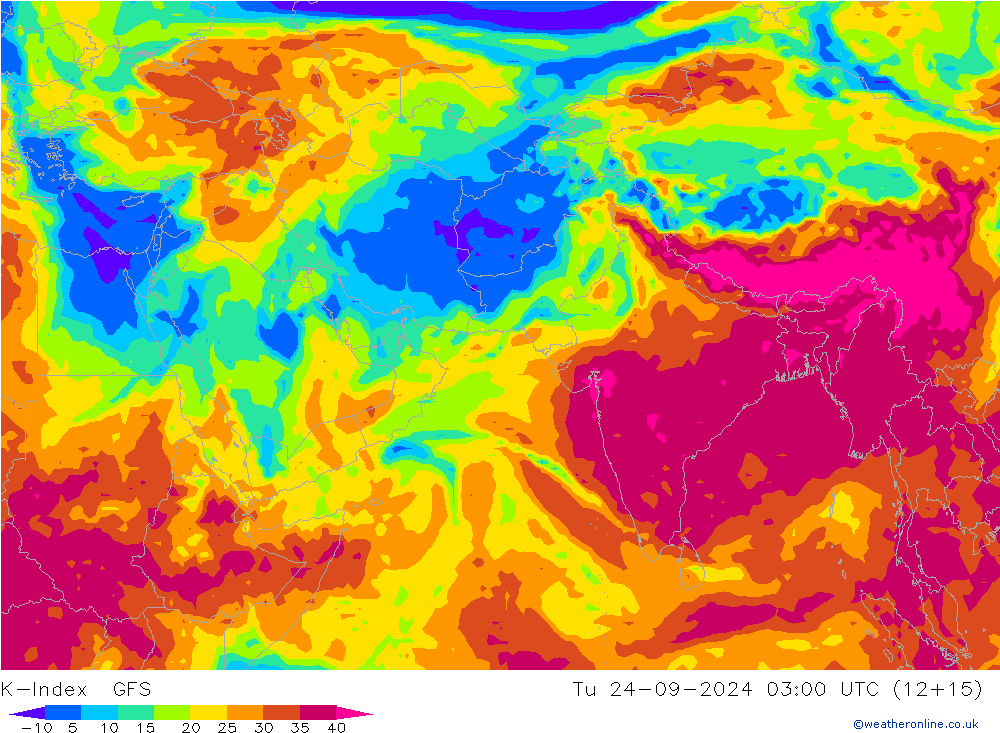 K-Index GFS вт 24.09.2024 03 UTC