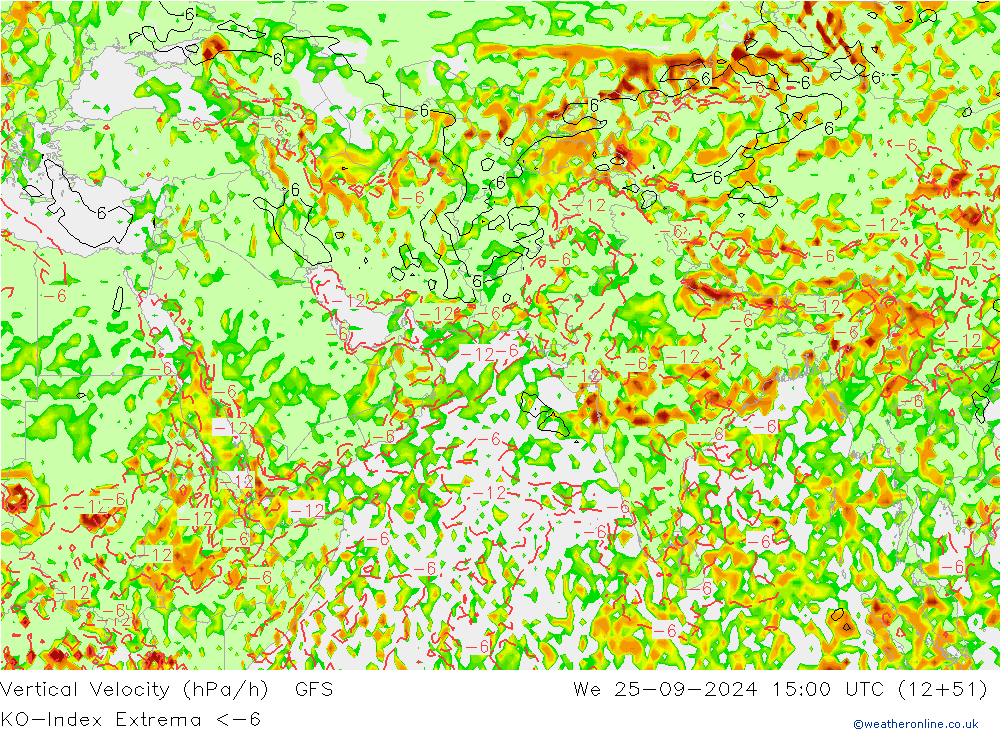 Convection-Index GFS mer 25.09.2024 15 UTC