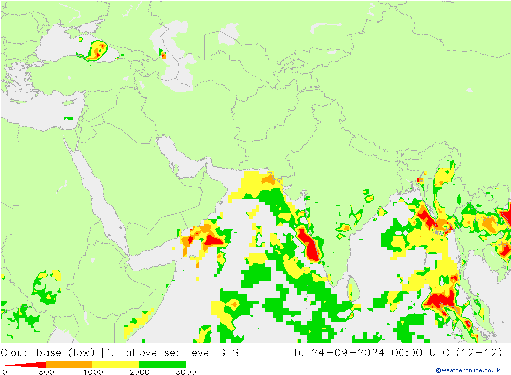 Cloud base (low) GFS Tu 24.09.2024 00 UTC