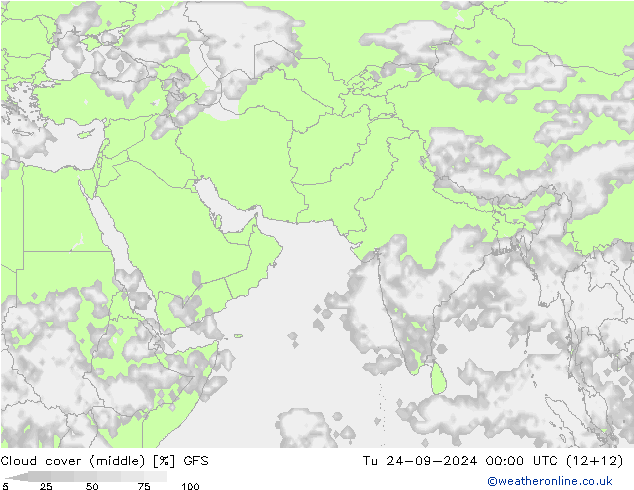 Cloud cover (middle) GFS Tu 24.09.2024 00 UTC