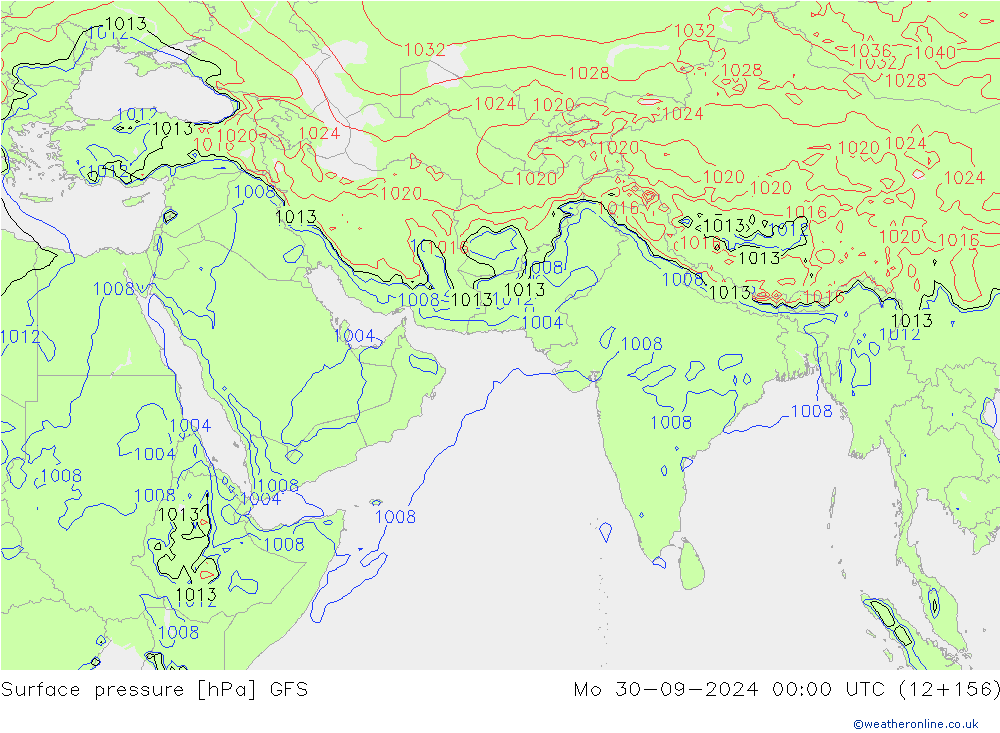 Atmosférický tlak GFS Po 30.09.2024 00 UTC