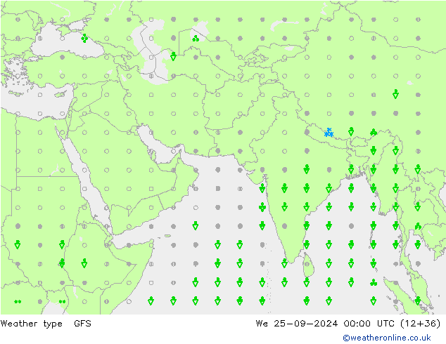 Yağış Türü GFS Çar 25.09.2024 00 UTC