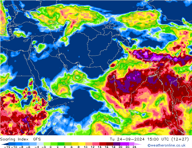 Soaring Index GFS Út 24.09.2024 15 UTC