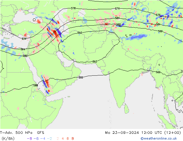 T-Adv. 500 гПа GFS пн 23.09.2024 12 UTC