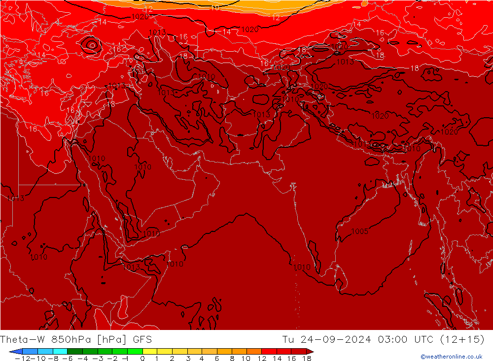 Theta-W 850гПа GFS вт 24.09.2024 03 UTC