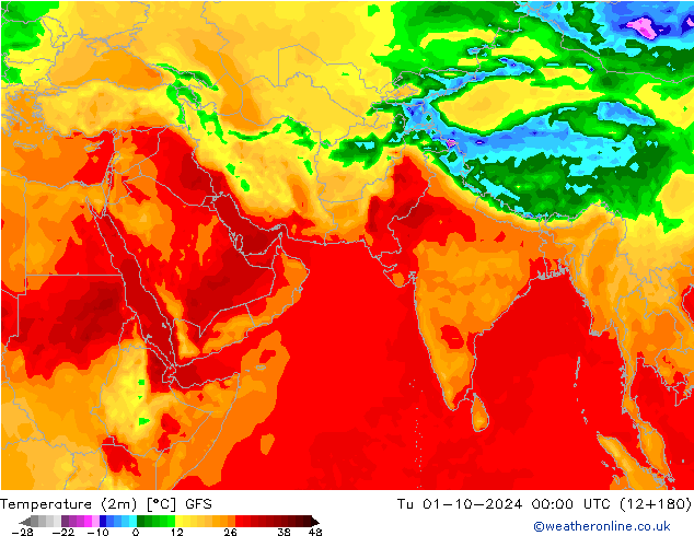 Temperature (2m) GFS Tu 01.10.2024 00 UTC