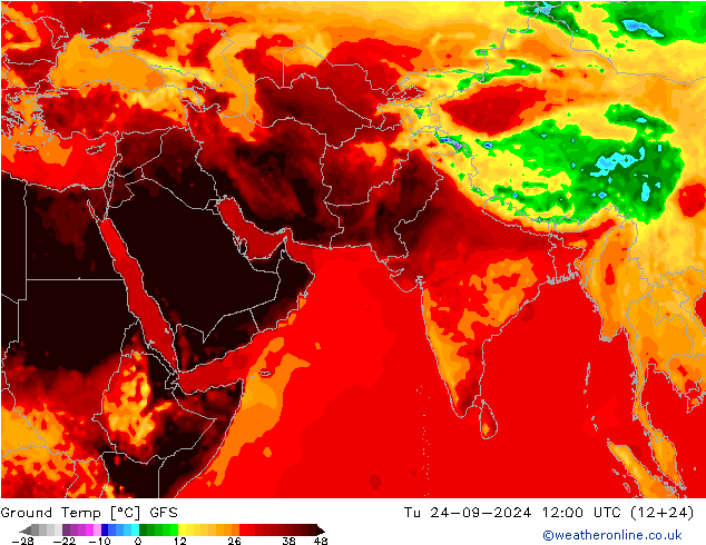 Ground Temp GFS Tu 24.09.2024 12 UTC