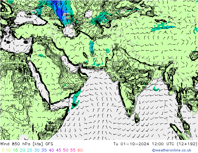 Vent 850 hPa GFS mar 01.10.2024 12 UTC