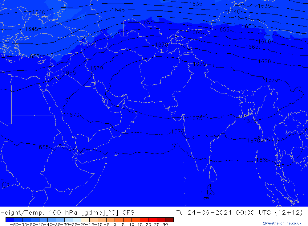 Yükseklik/Sıc. 100 hPa GFS Sa 24.09.2024 00 UTC