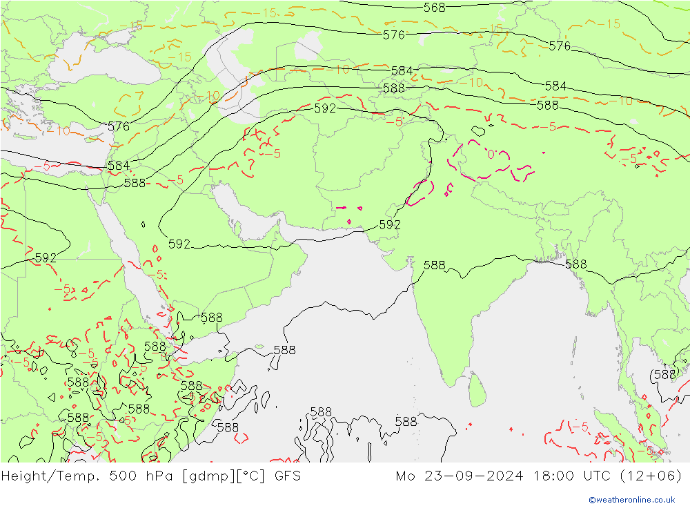 Z500/Rain (+SLP)/Z850 GFS пн 23.09.2024 18 UTC