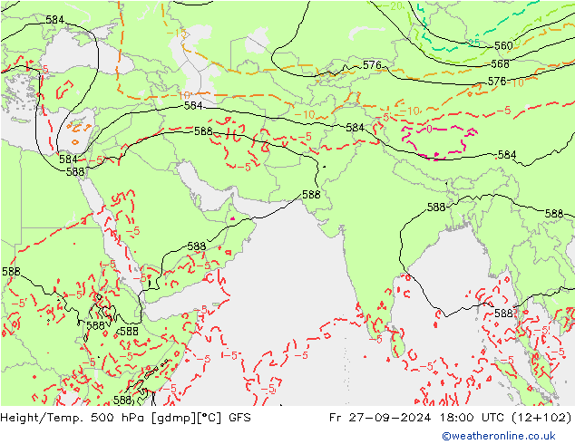 Z500/Regen(+SLP)/Z850 GFS vr 27.09.2024 18 UTC