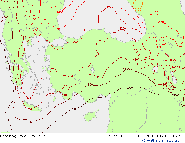 Freezing level GFS  26.09.2024 12 UTC