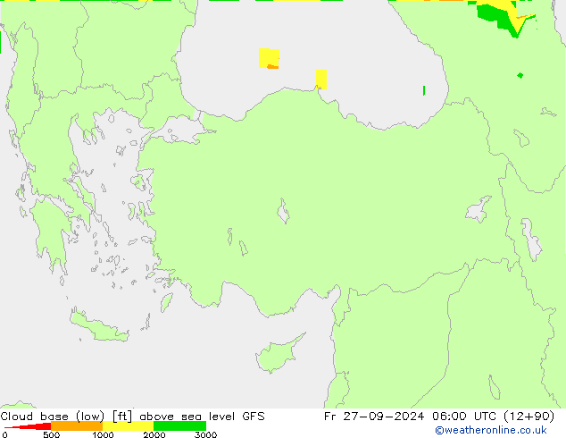 Cloud base (low) GFS ven 27.09.2024 06 UTC