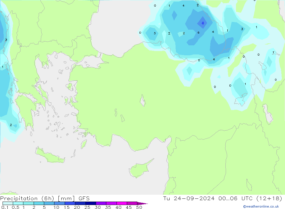 Precipitazione (6h) GFS mar 24.09.2024 06 UTC