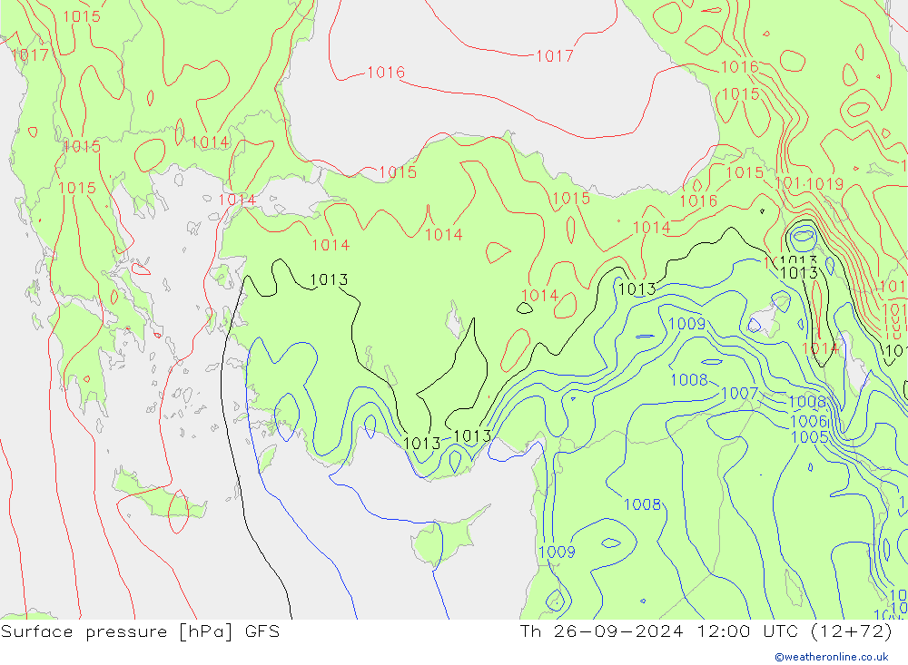 ciśnienie GFS czw. 26.09.2024 12 UTC