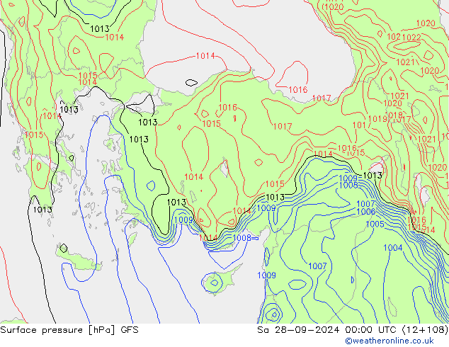 Surface pressure GFS Sa 28.09.2024 00 UTC