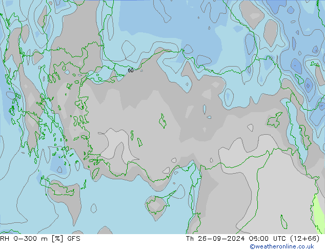 RH 0-300 m GFS Th 26.09.2024 06 UTC